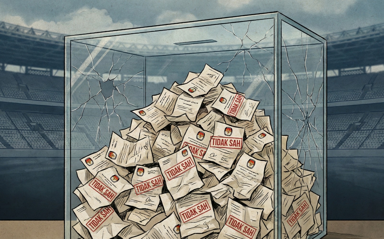 Gambar: Ilustrasi Suara Tidak Sah dalam kotak kaca transparan